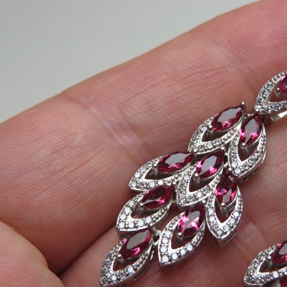 *Sterling Silver Diamond Ruby Earring - image 2